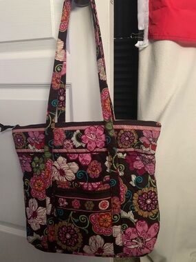 Vera Bradley Vintage Paisley Multicolor Zip Top Large Tote Bag SUPER EUC